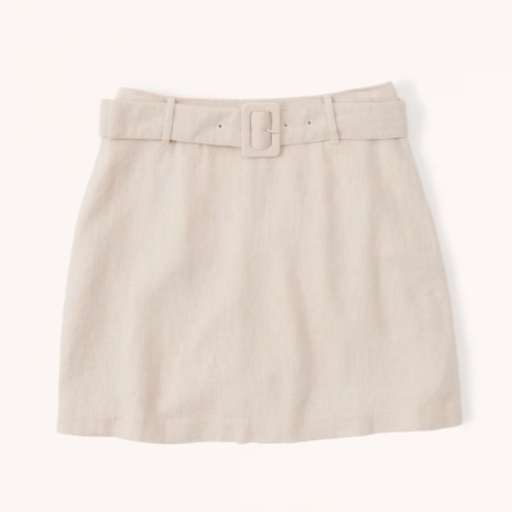 Abercrombie & Fitch Linen-Blend Belted Skort